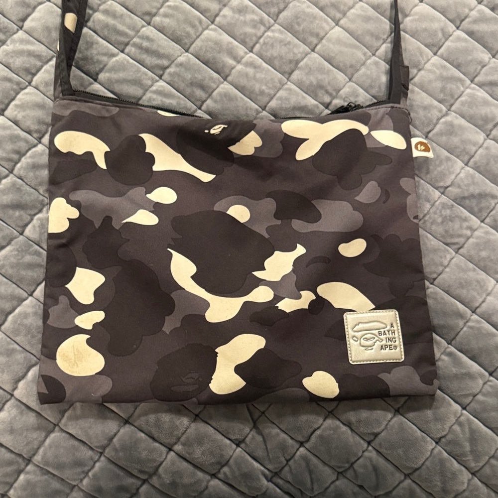 Bape Camouflage Messenger Bag - Black and Cream glow in the dark